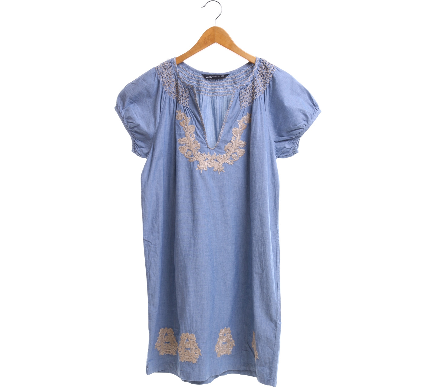 Zara Blue Embroidery Mini Dress