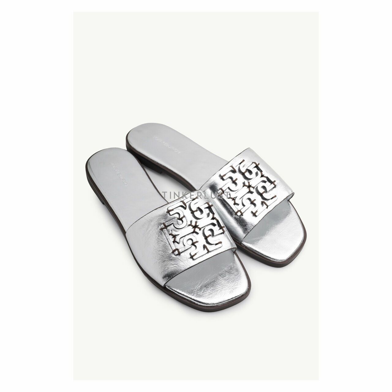 TORY BURCH Women Ines Slide Sandals in Silver Metallic