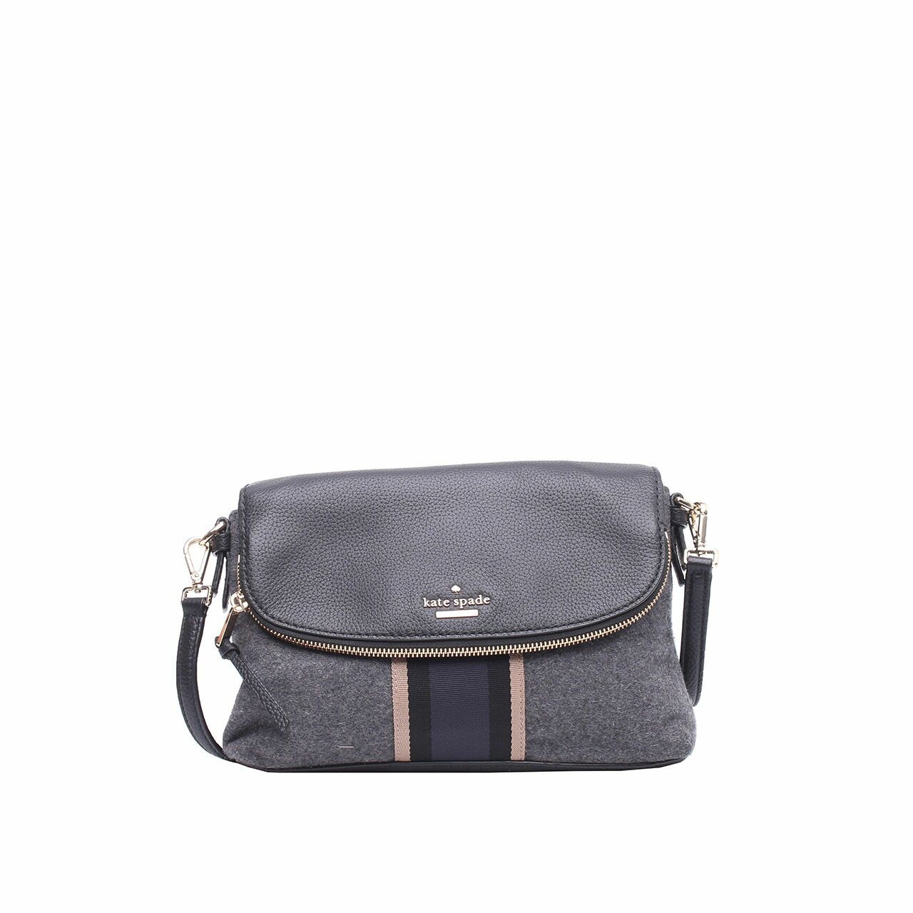 Kate Spade Grey Charcoal Jackson Street Web Harlyn Sling Bag