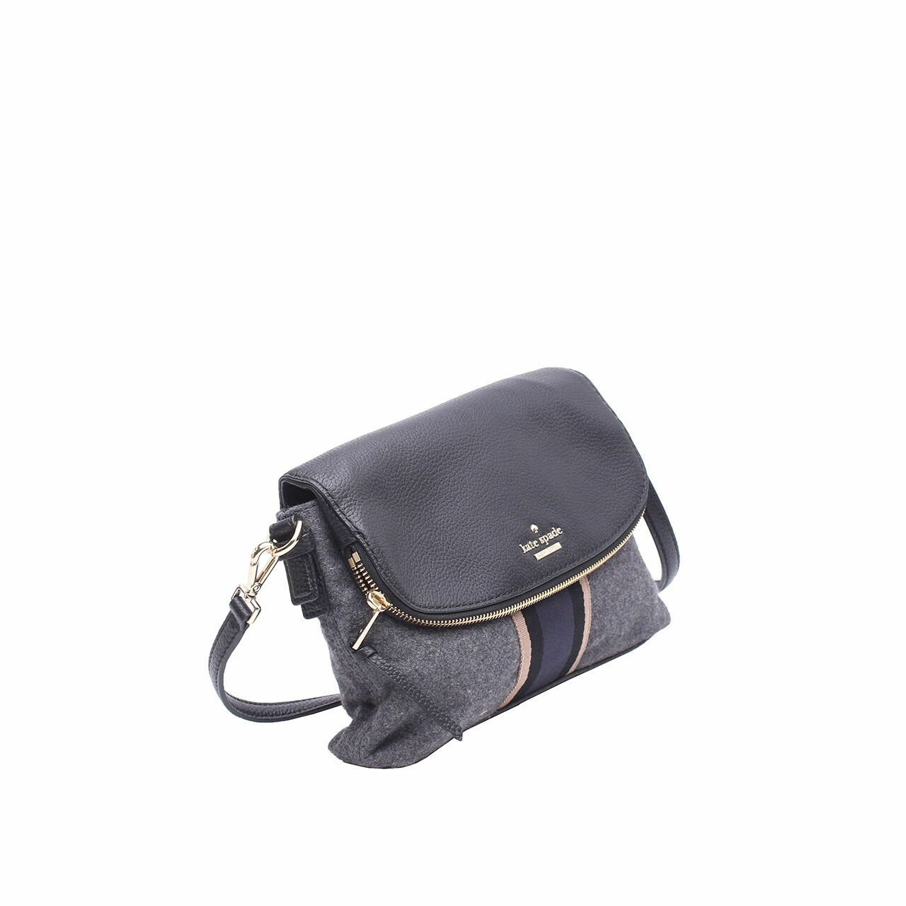 Kate Spade Grey Charcoal Jackson Street Web Harlyn Sling Bag