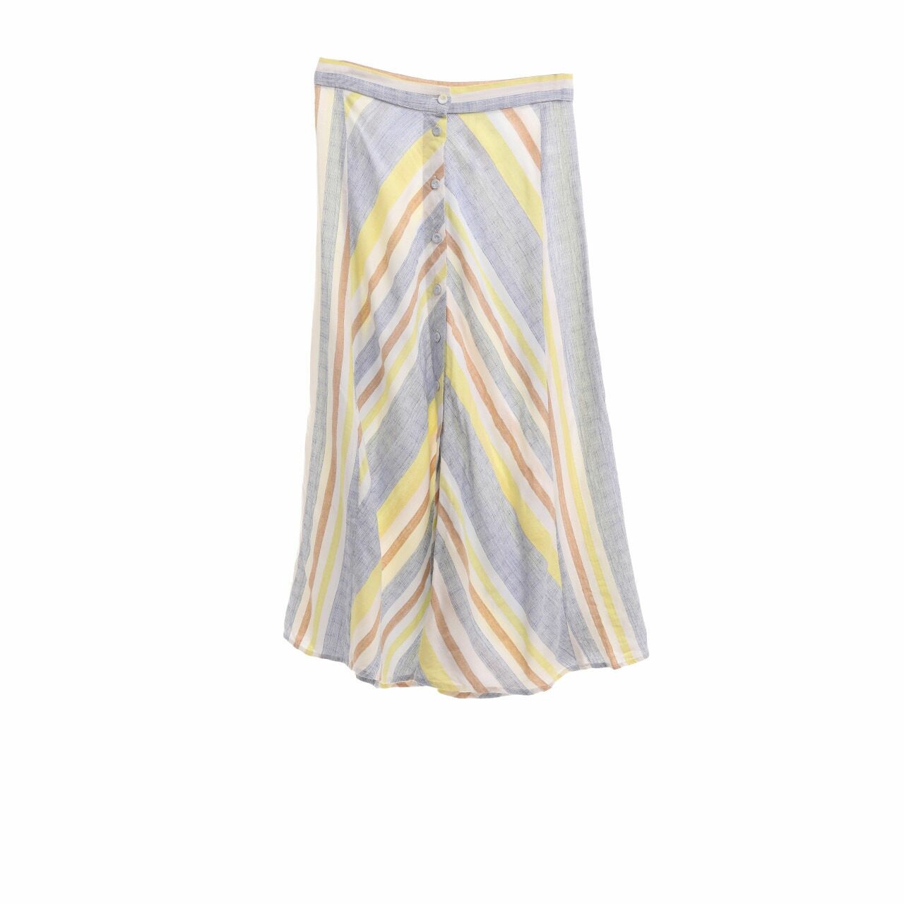 Mango Multicolor Striped Midi Skirt