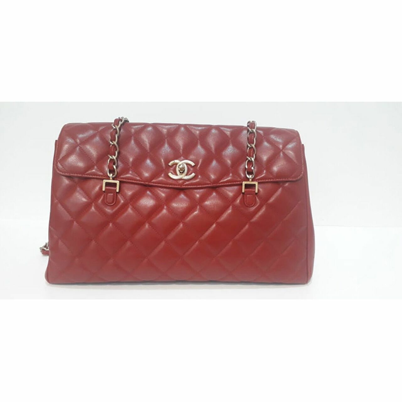 Chanel Misia Flap CC Red Lambskin Tote Bag #17