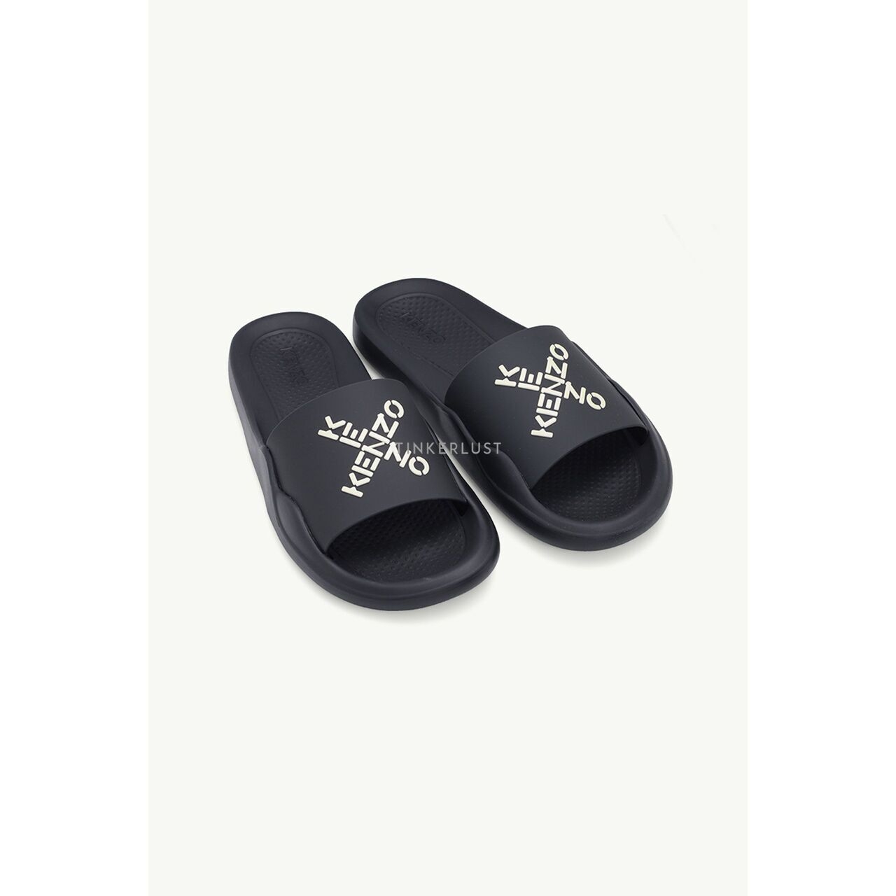 Kenzo Women Sport 'Big X' Pool Slides in Black/White Sandals