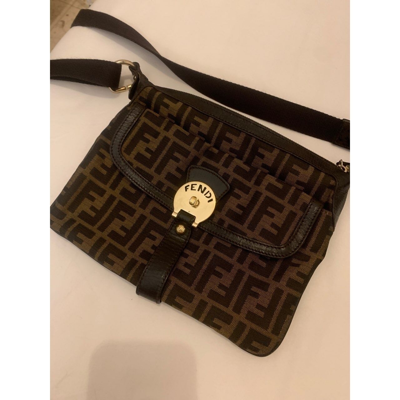 Fendi Brown & Black Sling Bag