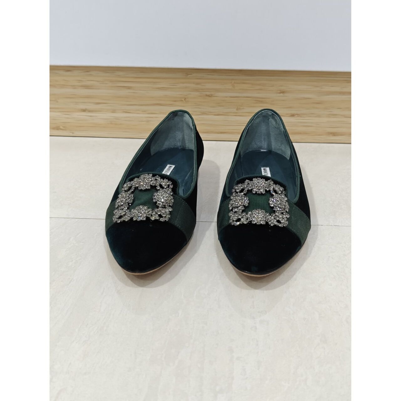 Manolo Blahnik Dark Green Flats