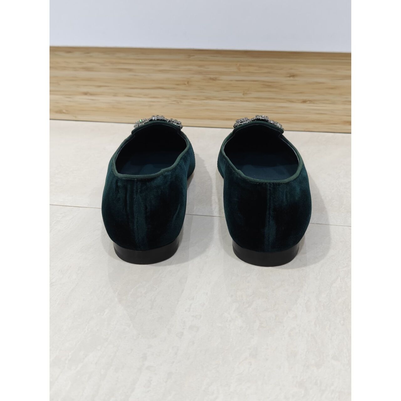 Manolo Blahnik Dark Green Flats