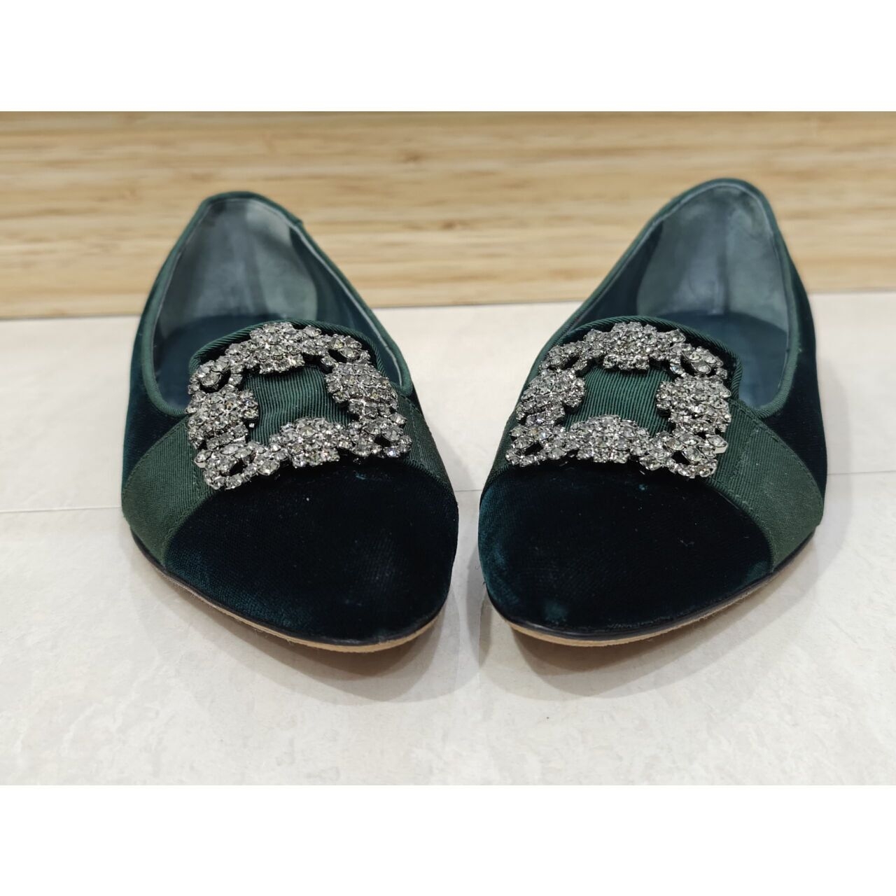 Manolo Blahnik Dark Green Flats