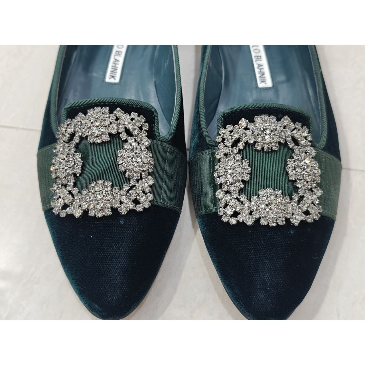 Manolo Blahnik Dark Green Flats