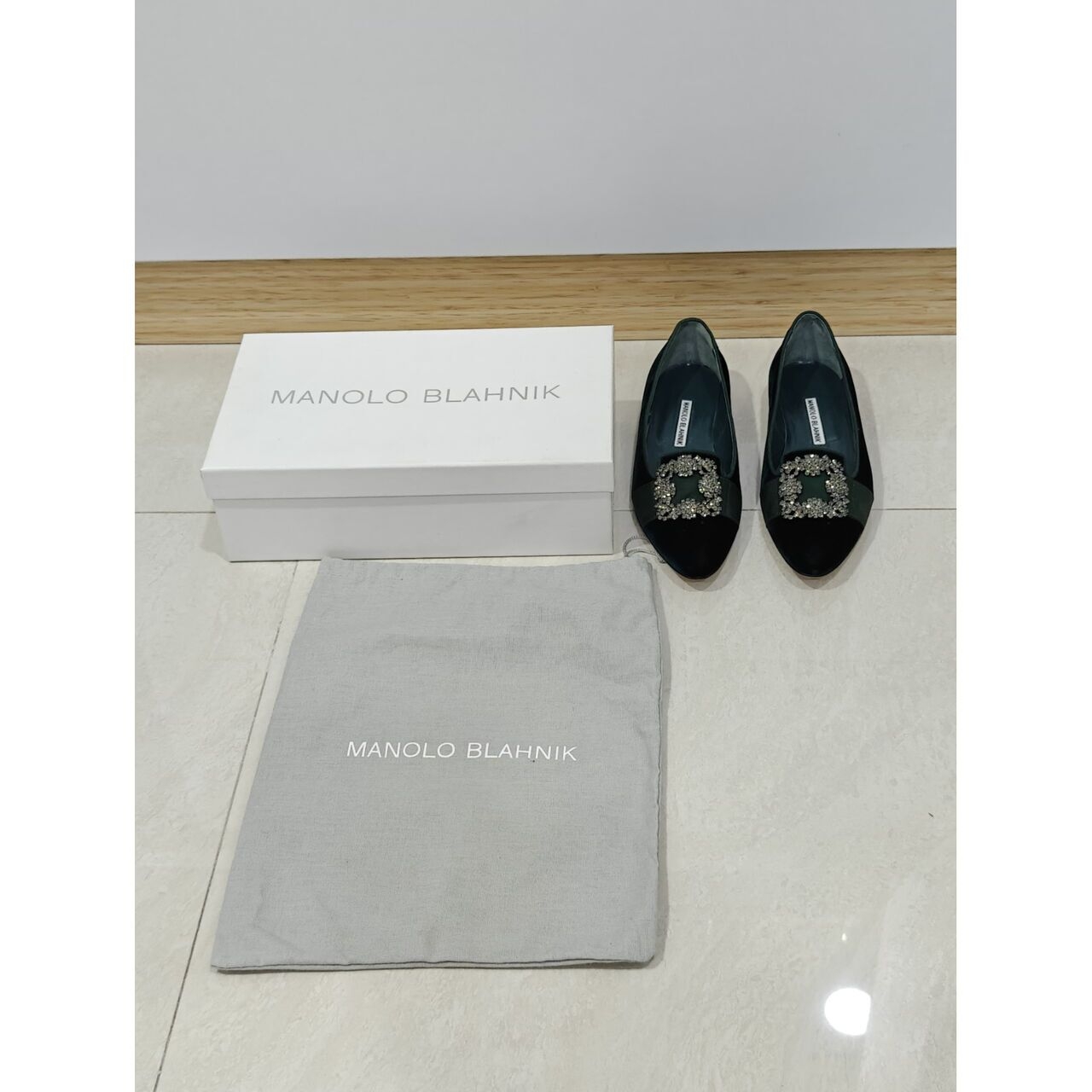 Manolo Blahnik Dark Green Flats