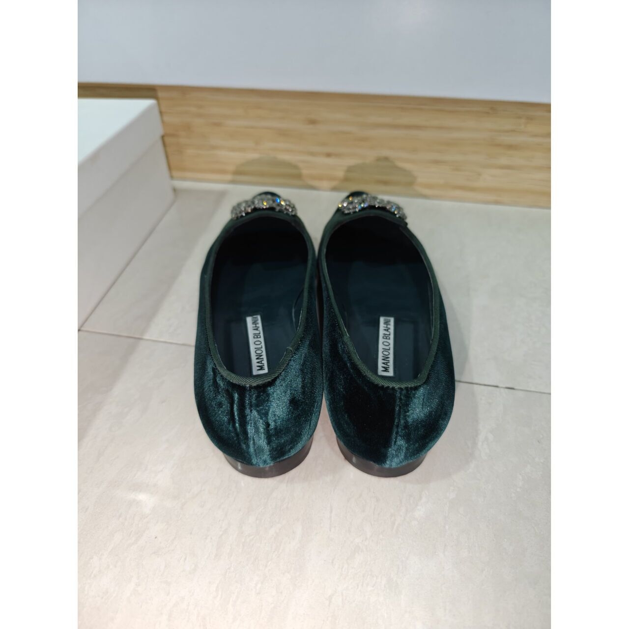 Manolo Blahnik Dark Green Flats