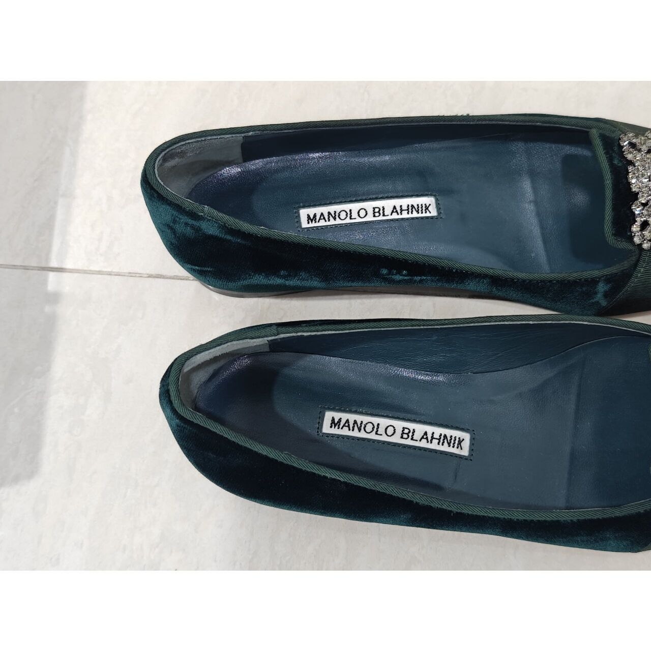 Manolo Blahnik Dark Green Flats