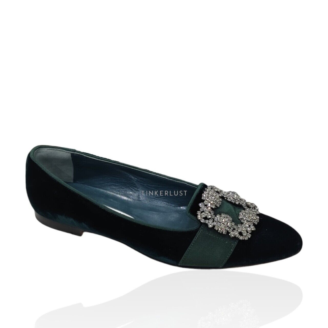 Manolo Blahnik Dark Green Flats