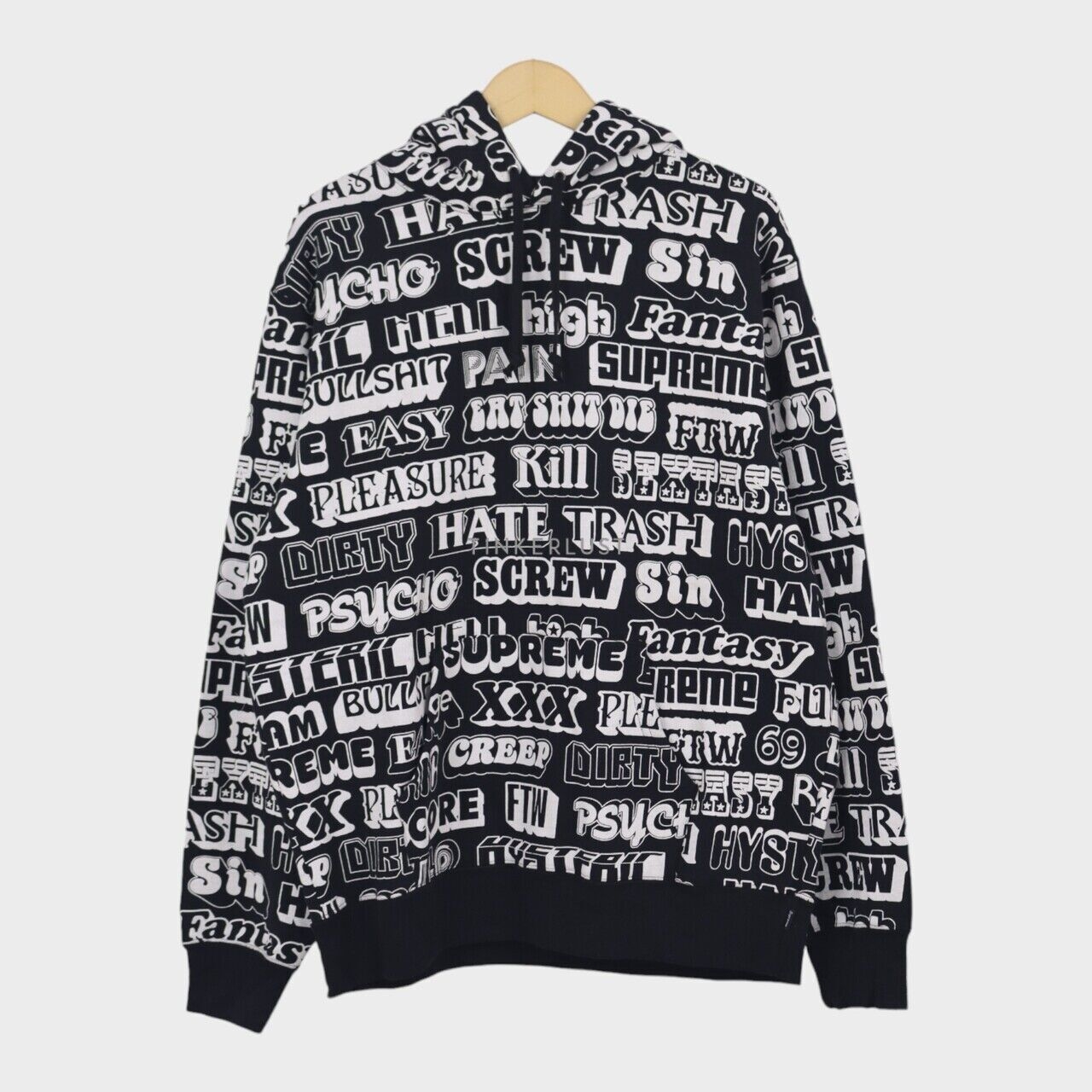 supreme Black White Print Hoodie