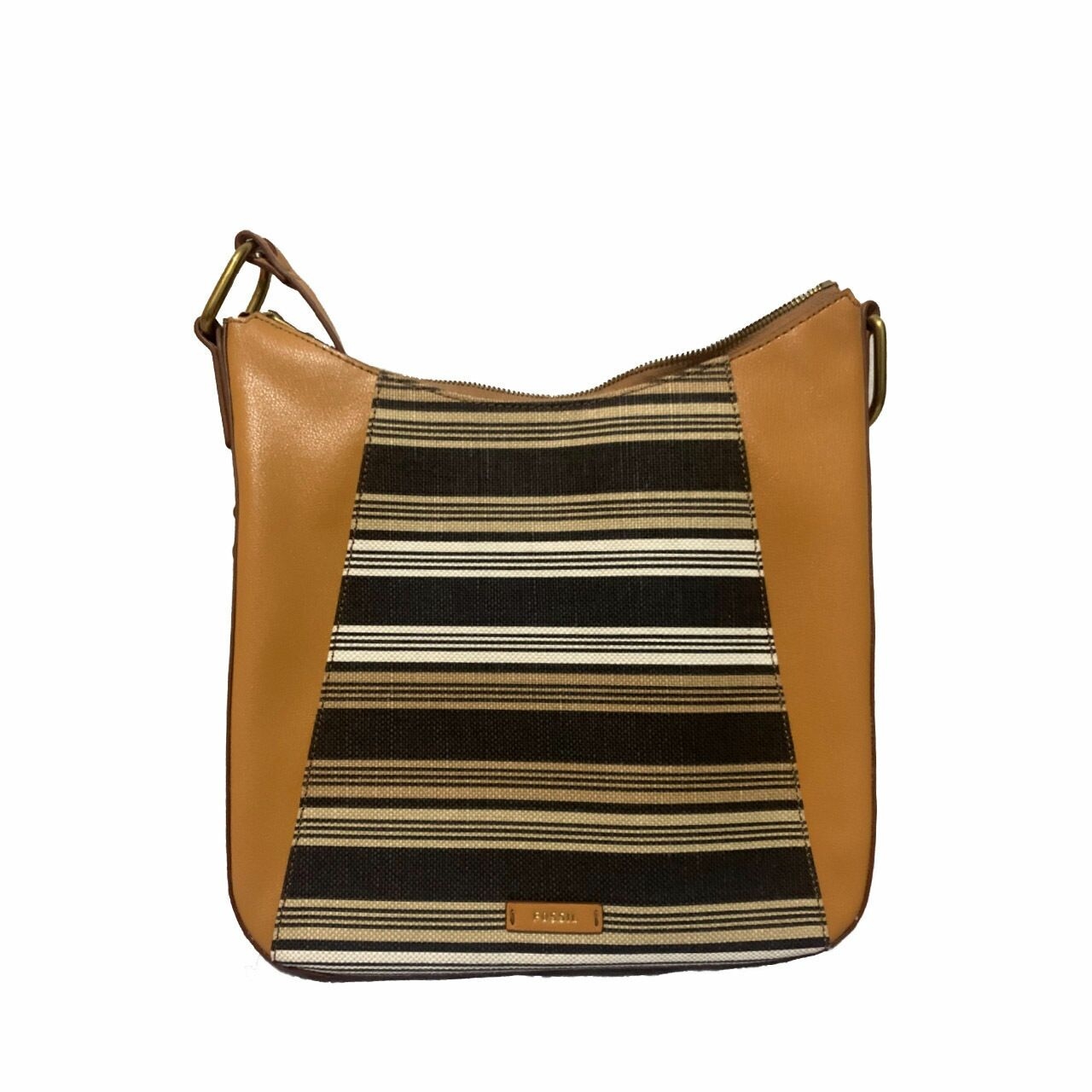 Fossil Brown Stripes Shoulder Bag