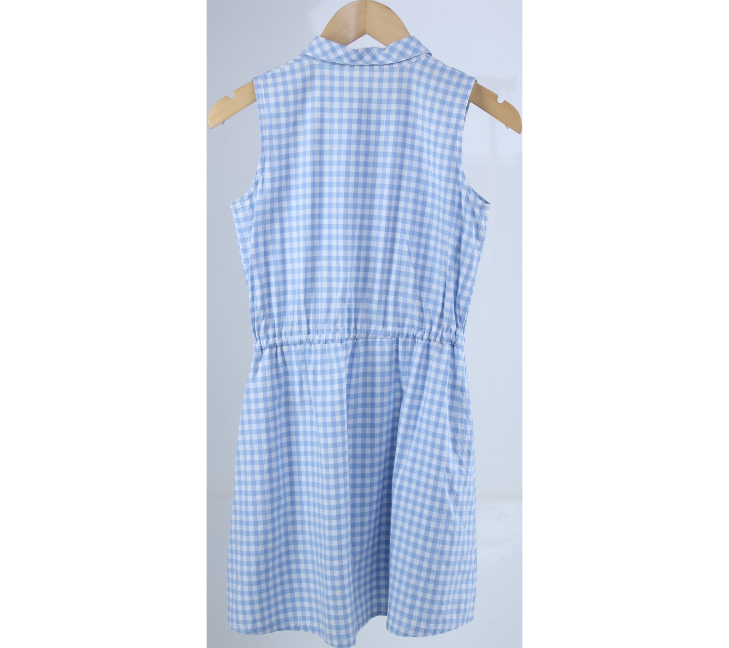 Cotton Ink Blue And White Plaid Mini Dress