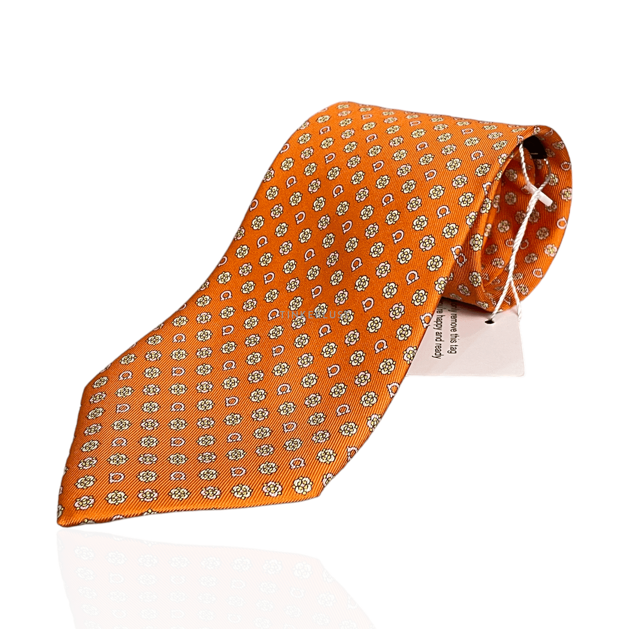 Salvatore Ferragamo Gancini Orange Silk Neck Tie