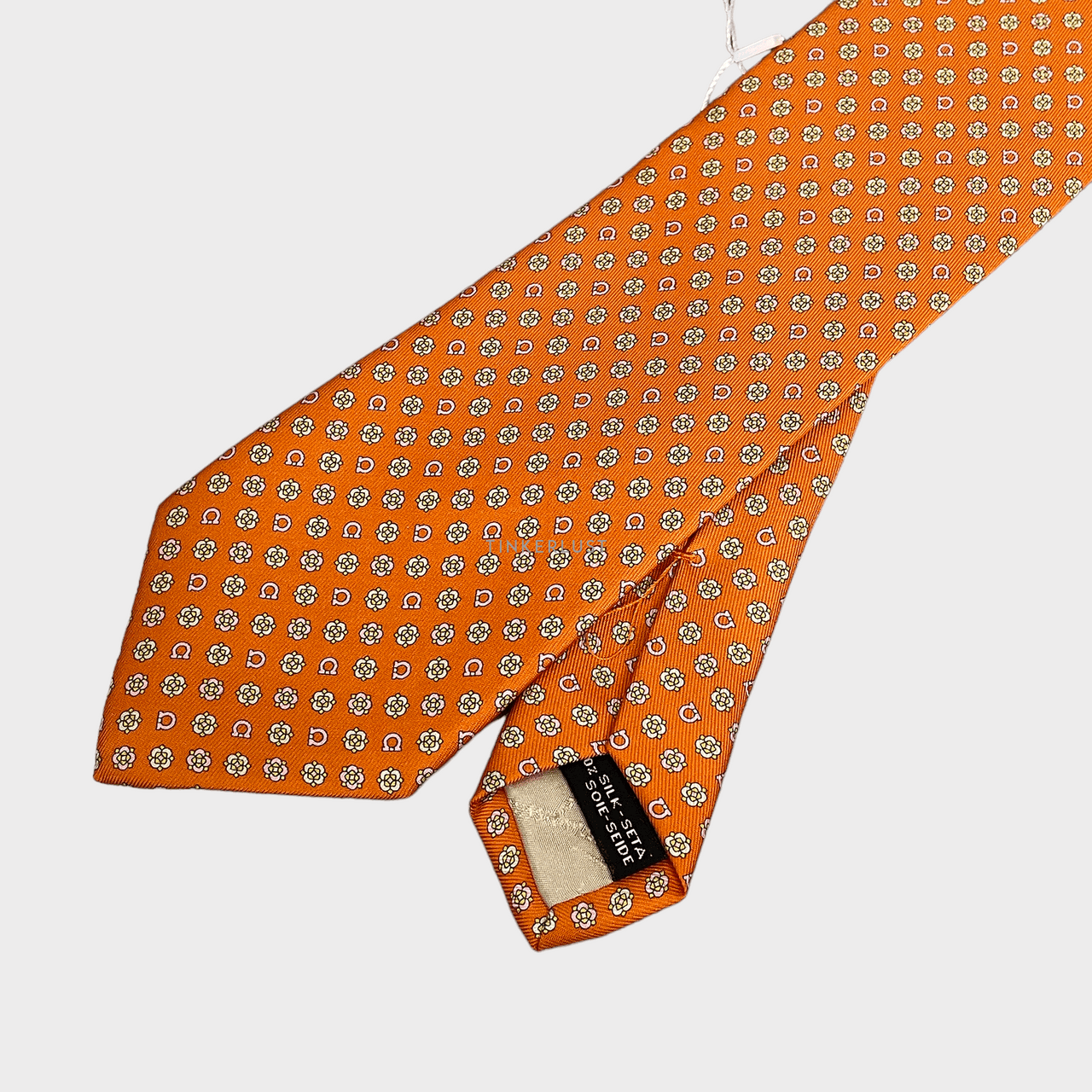 Salvatore Ferragamo Gancini Orange Silk Neck Tie