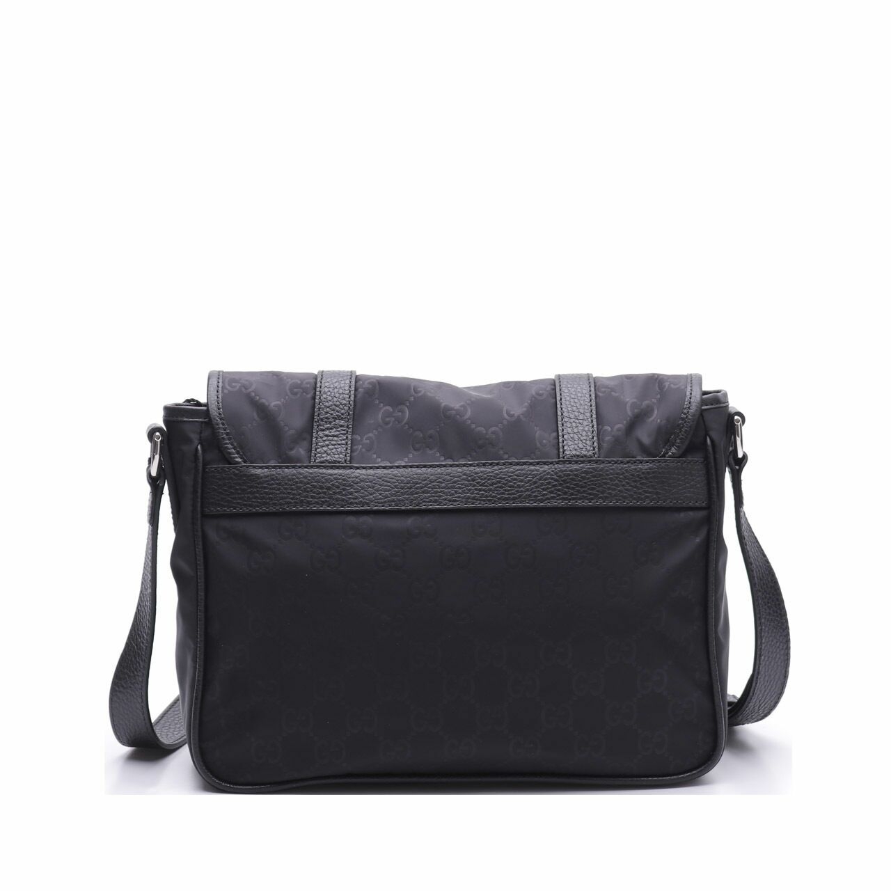 Gucci Black Nylon Leather GG Guccissima Messenger Sling Bag