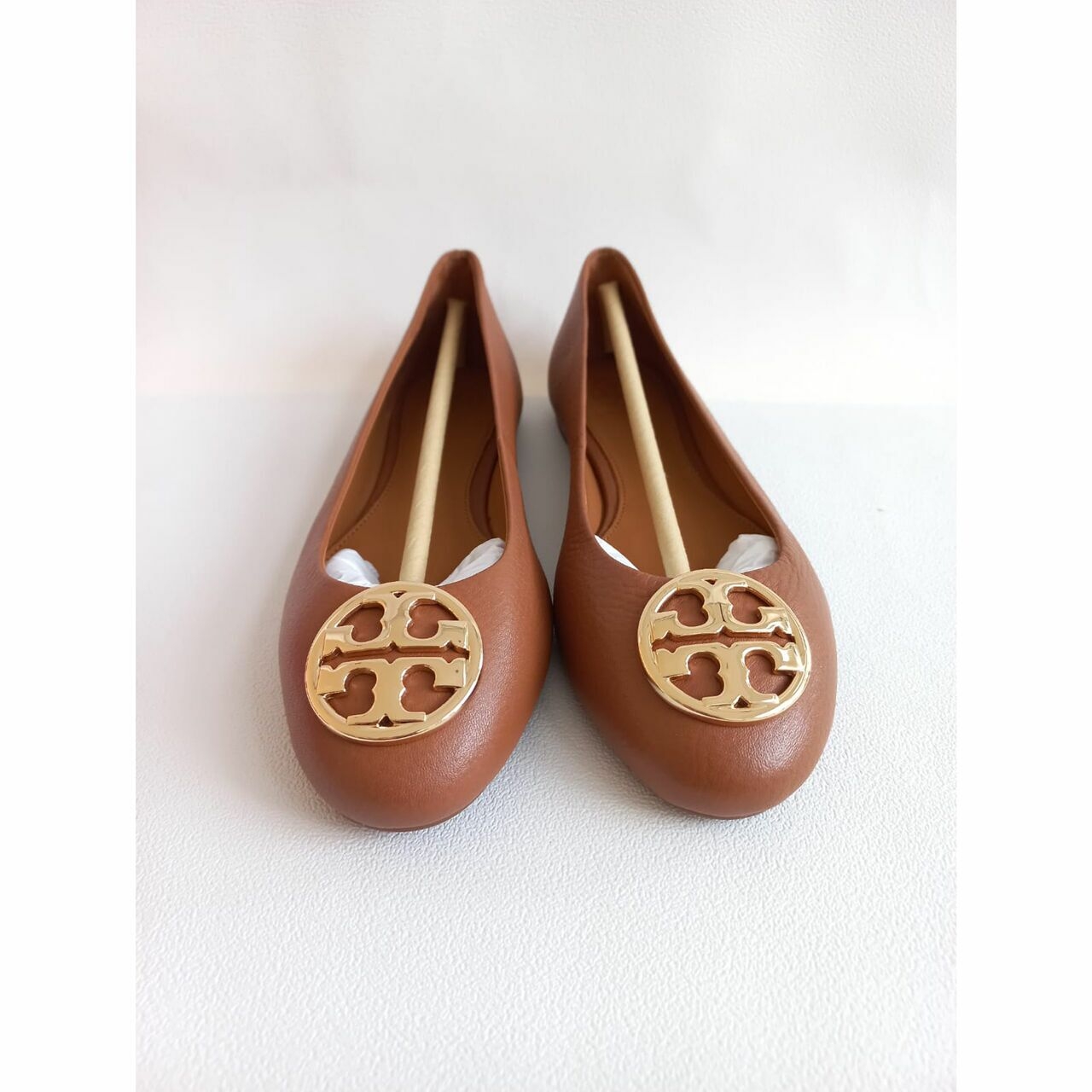 Tory Burch Chelsea Ballet Flat Tumbled Leather Royal Tan Gold