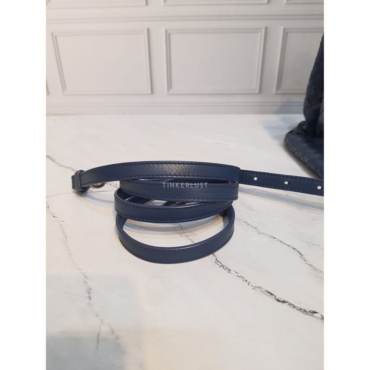 Bottega Veneta Roma Mini Navy Intrecciato Satchel