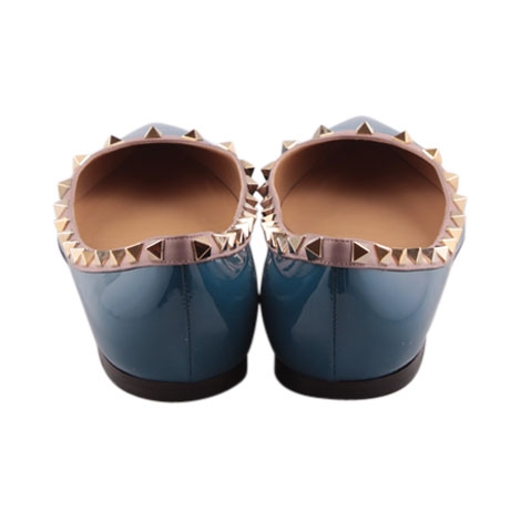 Valentino Blue Rockstud Pebbled Flats