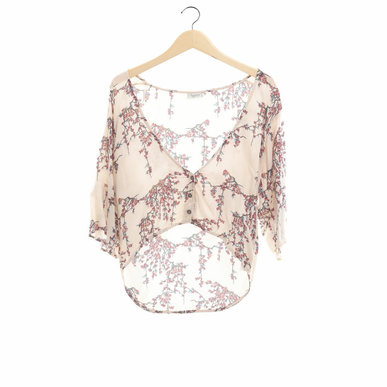 Pull & Bear Brown Floral Blouse