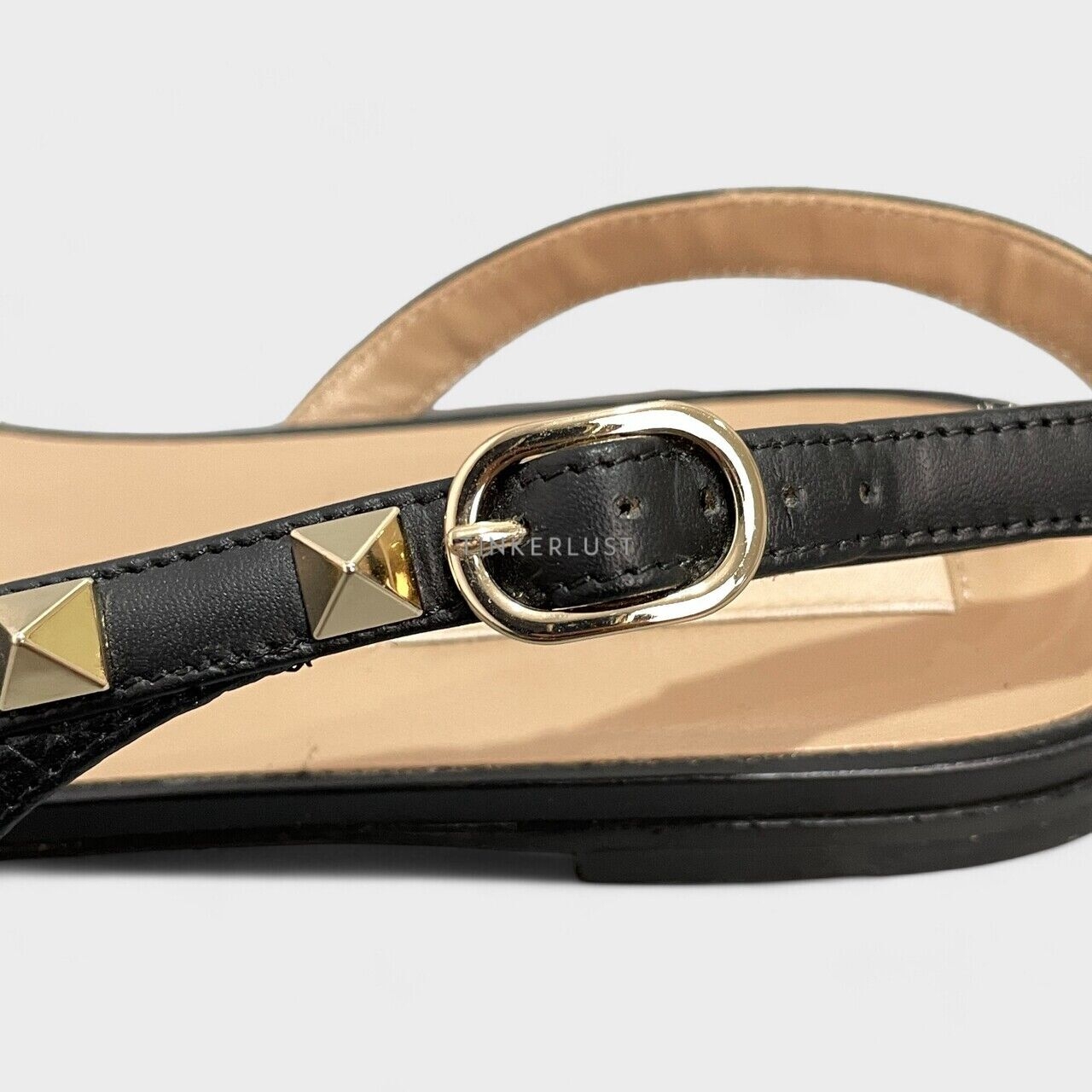 Valentino Rockstud Slingback Black Leather Flats