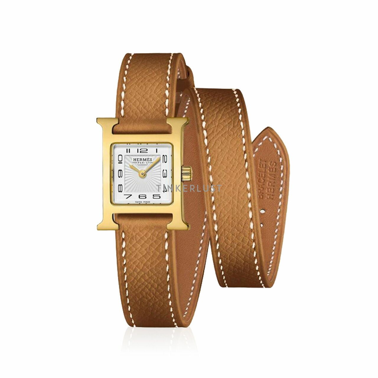 Hermes H Hour Heure H watch TPM Epsom Gold Double Tour