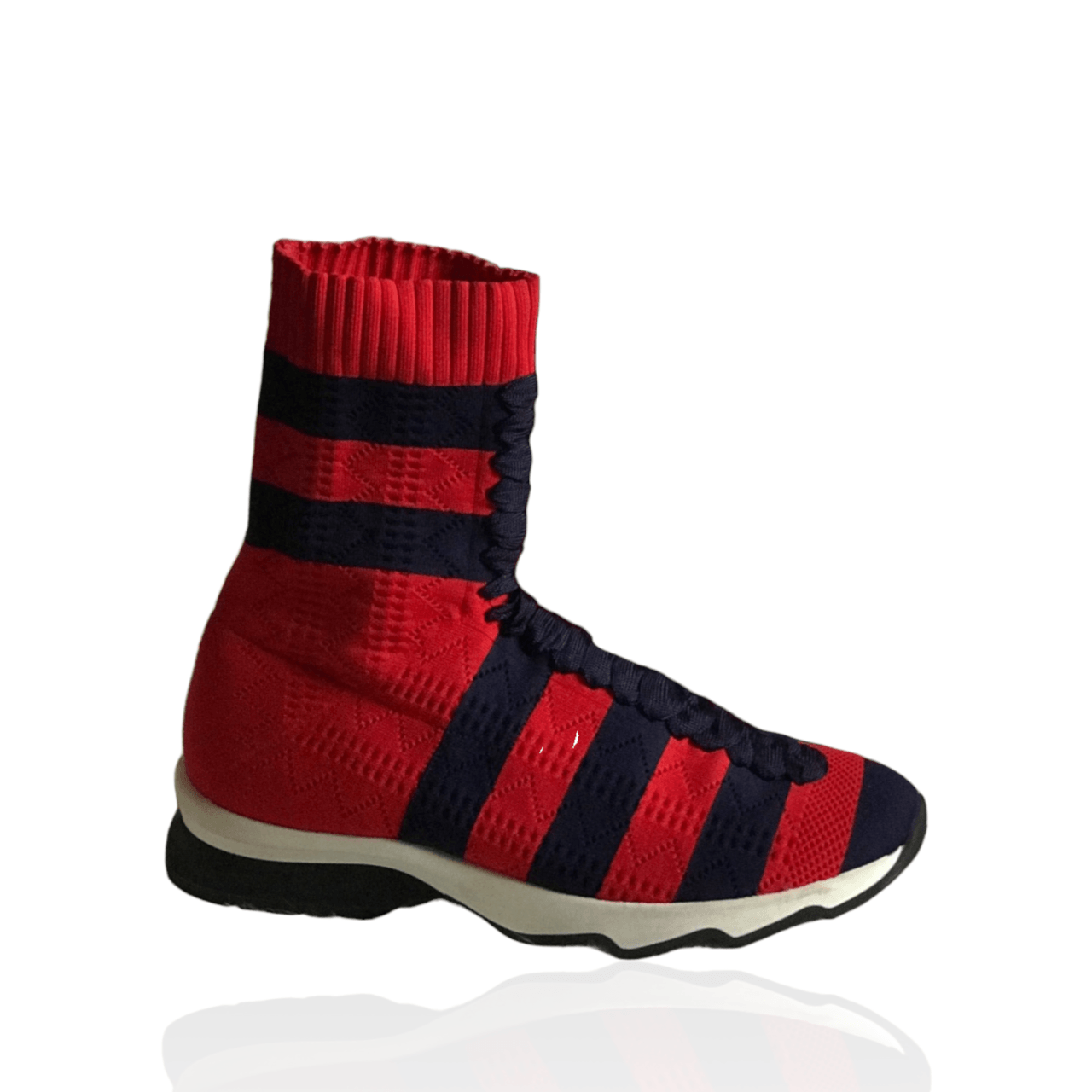 Fendi Red Blue Knit Striped Sock Sneakers