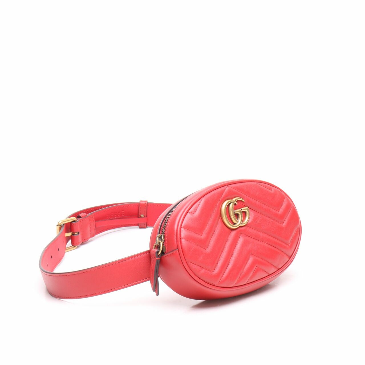 Gucci Marmont Matelasse Belt Bag In Red GHW Sling Bag