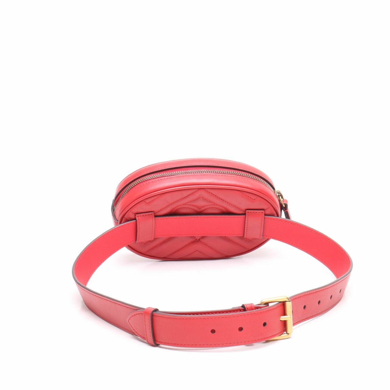 Gucci Marmont Matelasse Belt Bag In Red GHW Sling Bag