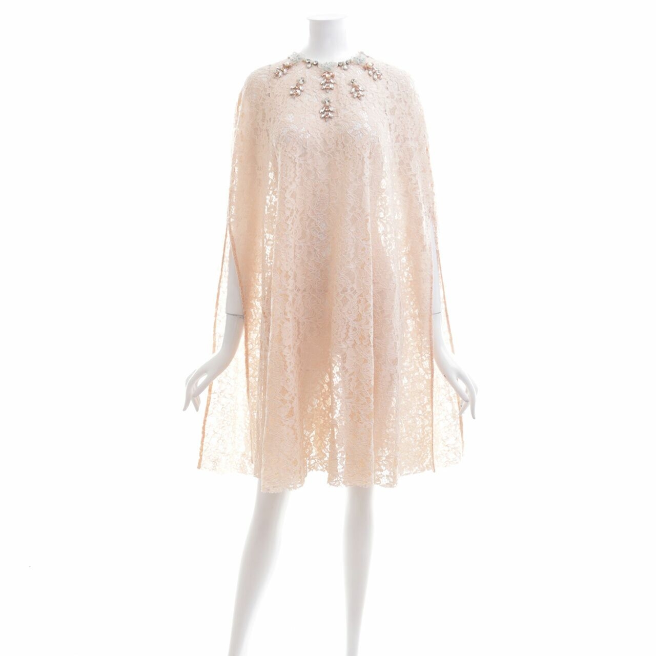 Studio 133 Biyan Peach Nude Lace With Beads Cape Outerwear