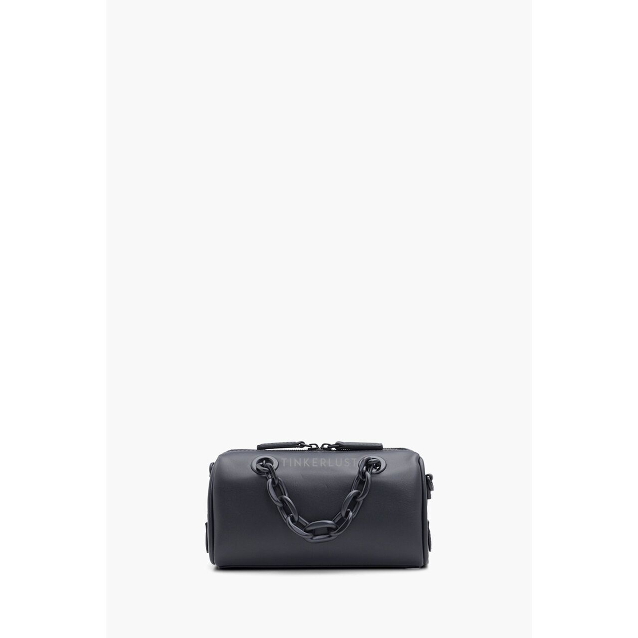 MCM Mini Boston Chain Black with Embossed Logo Satchel