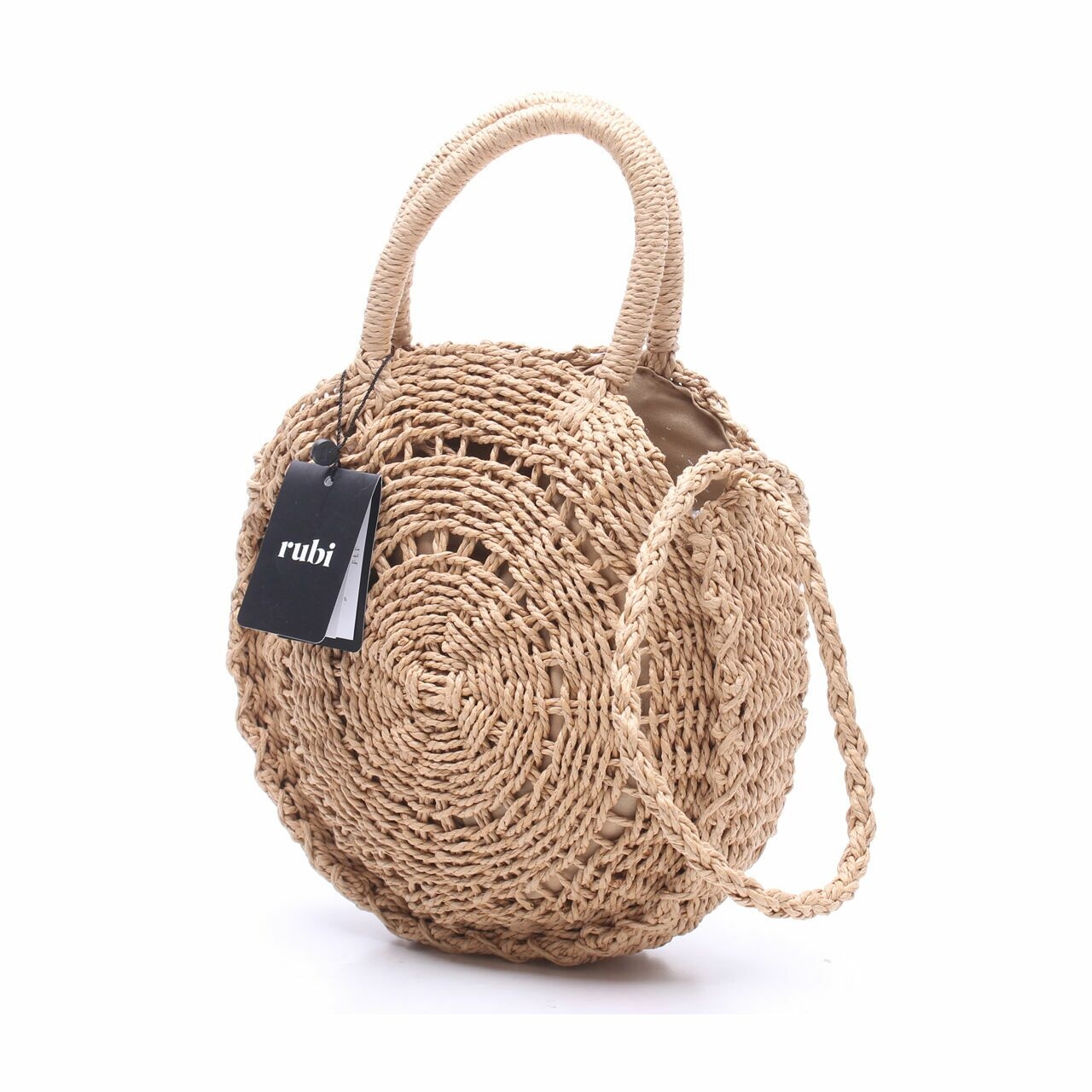 Rubi Brown Straw Satchel