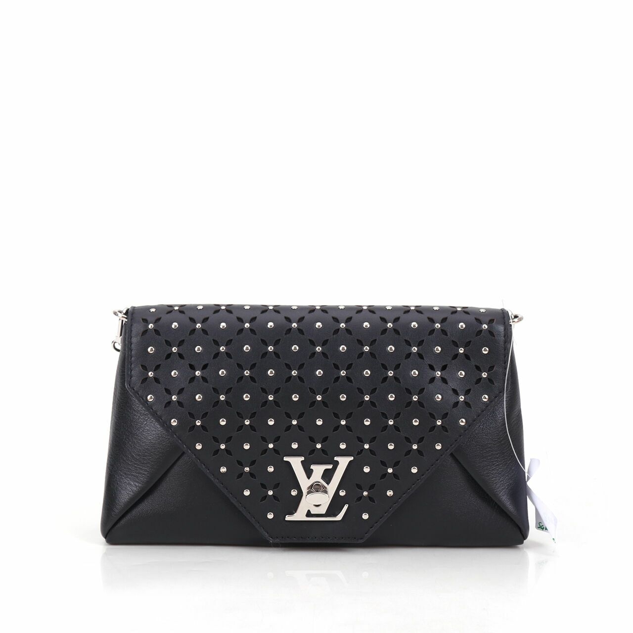 Louis Vuitton Love Note Chain Clutch Studded Perforated Leather Black Sling Bag