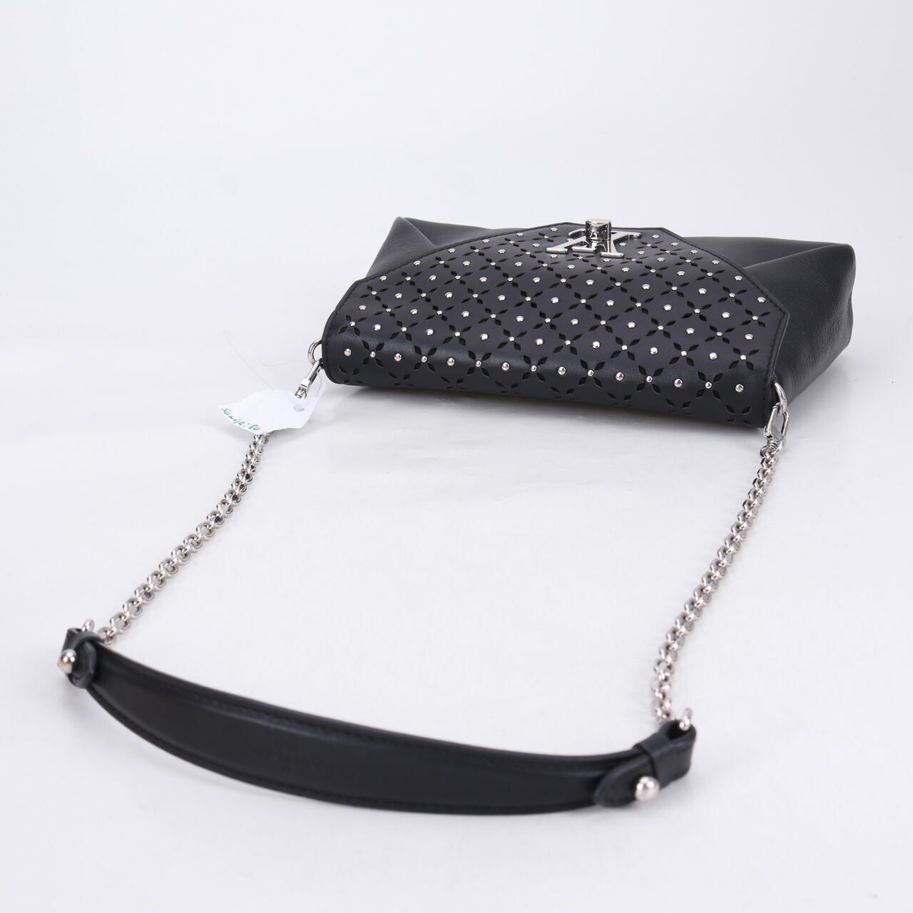 Louis Vuitton Love Note Chain Clutch Studded Perforated Leather Black Sling Bag