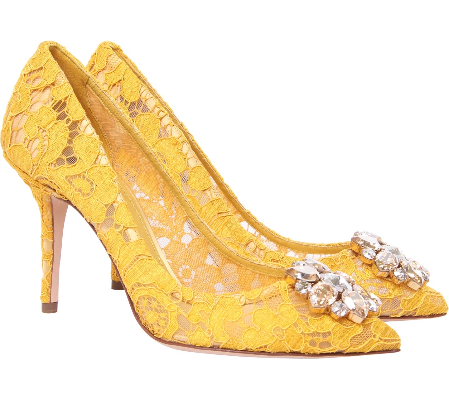 Dolce & Gabbana Belluci Crystal Embellished Lace Pumps Heels