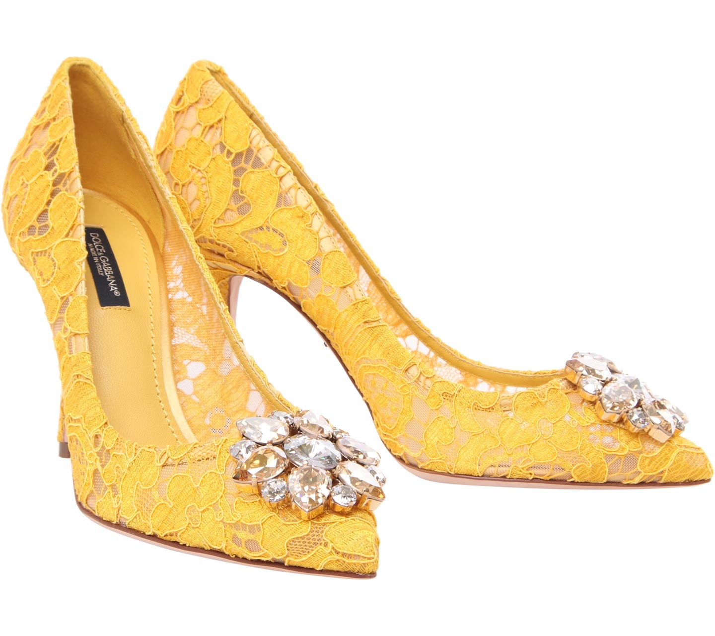 Dolce & Gabbana Belluci Crystal Embellished Lace Pumps Heels