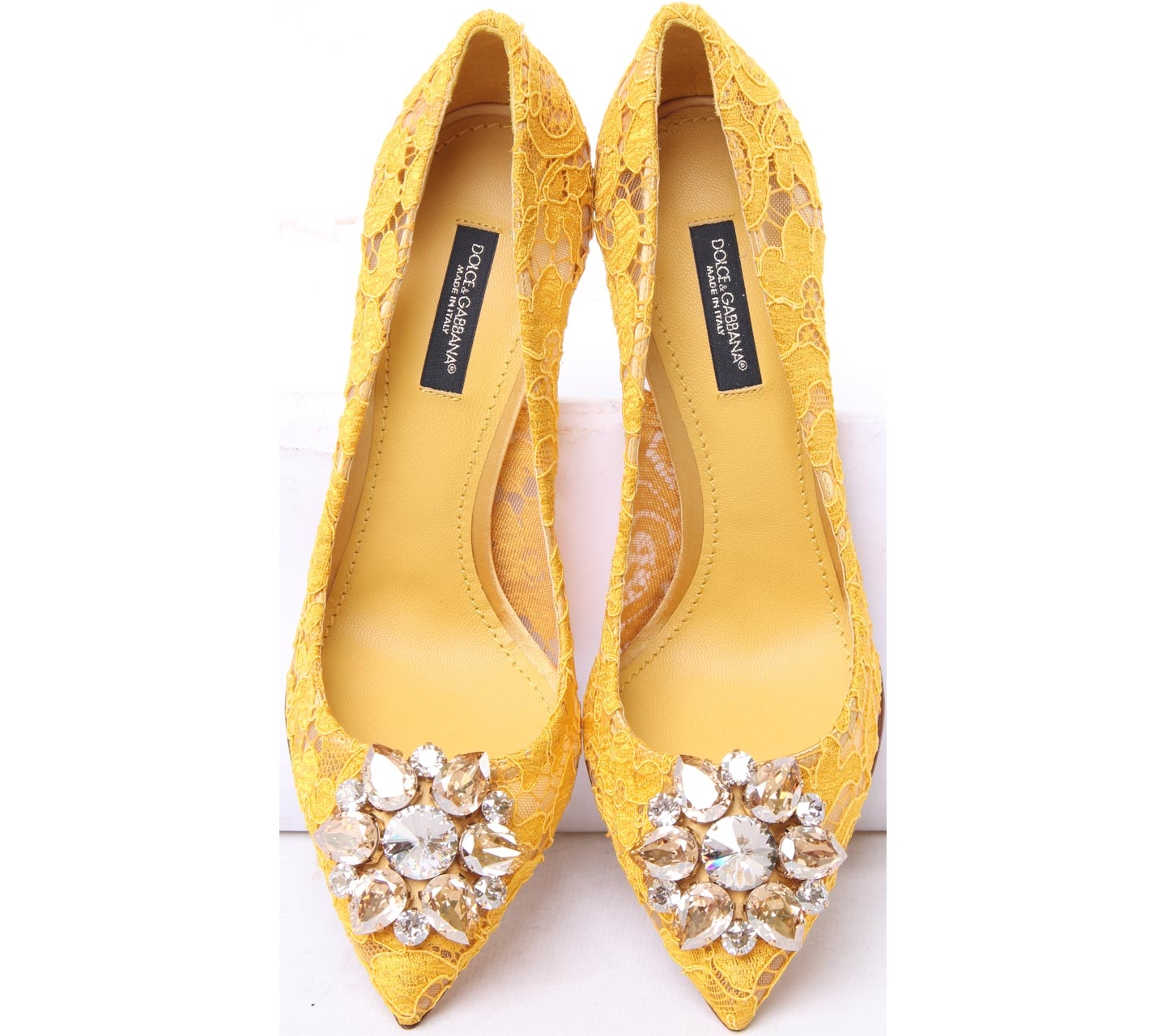 Dolce & Gabbana Belluci Crystal Embellished Lace Pumps Heels