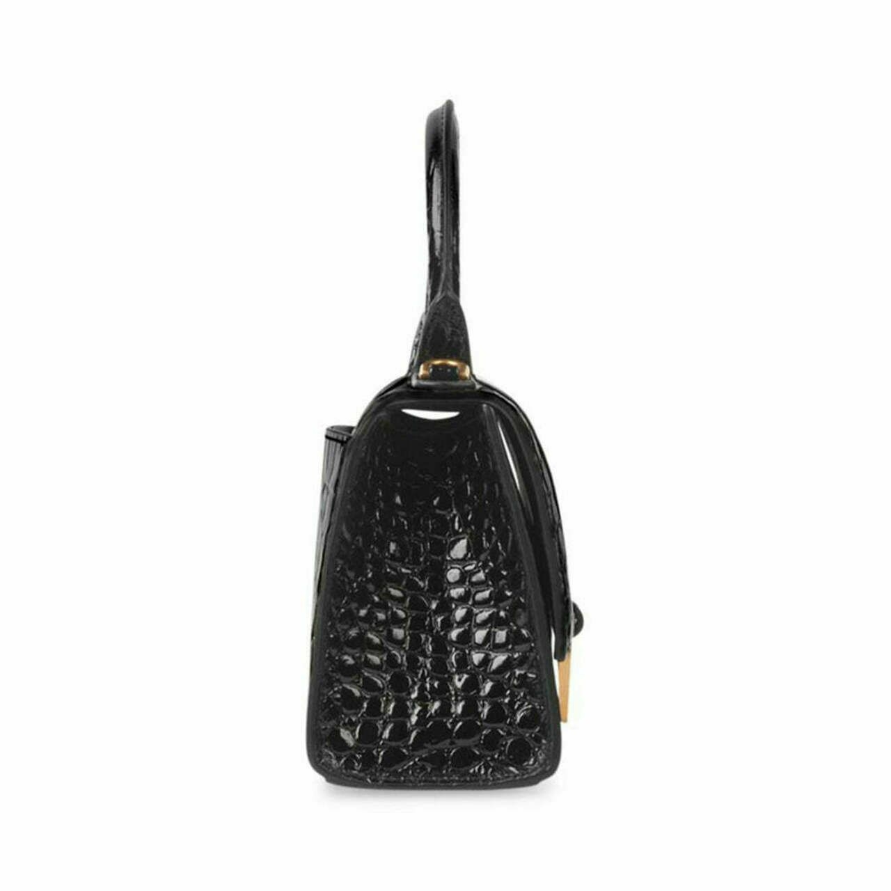 Balenciaga Hourglass Croco XS Top Handle Bag Black Ghw