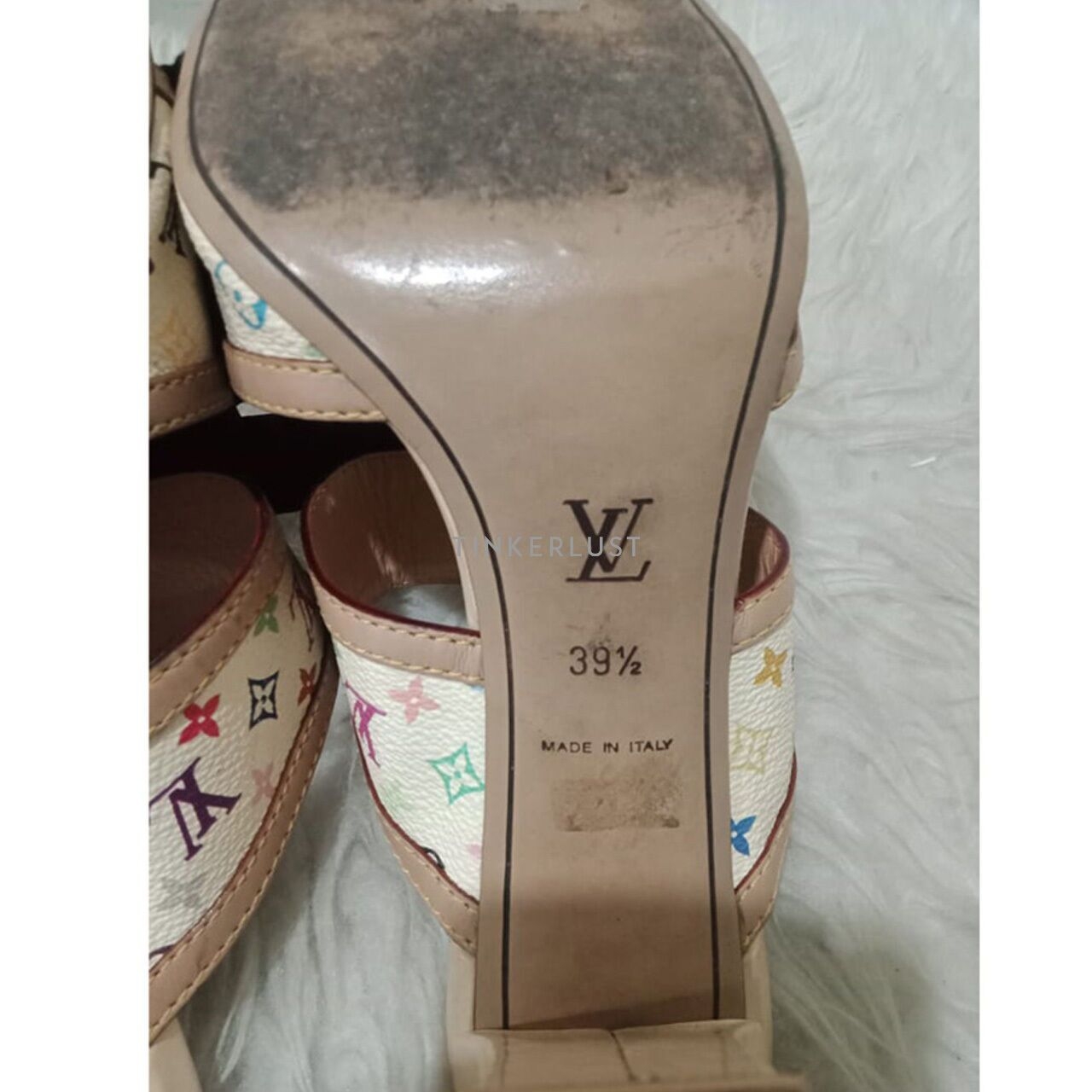 Louis Vuitton Open-Toe White Multicolor Monogram Heels