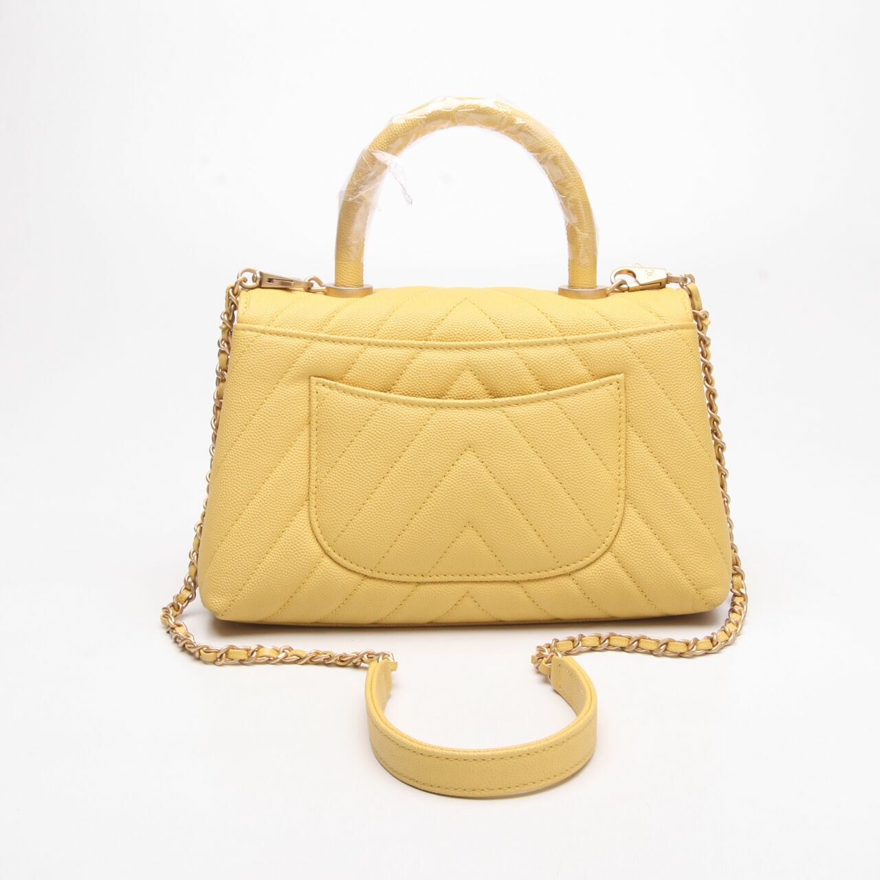 Chanel Coco Small Caviar Mustard GHW #27 Satchel Bag