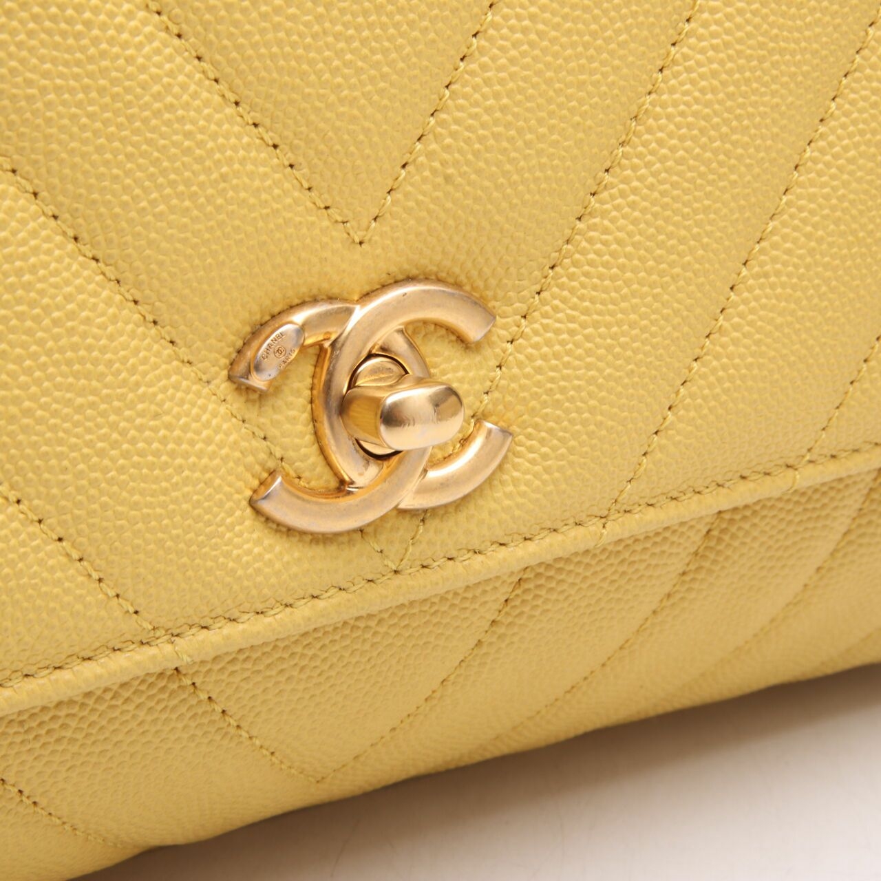 Chanel Coco Small Caviar Mustard GHW #27 Satchel Bag