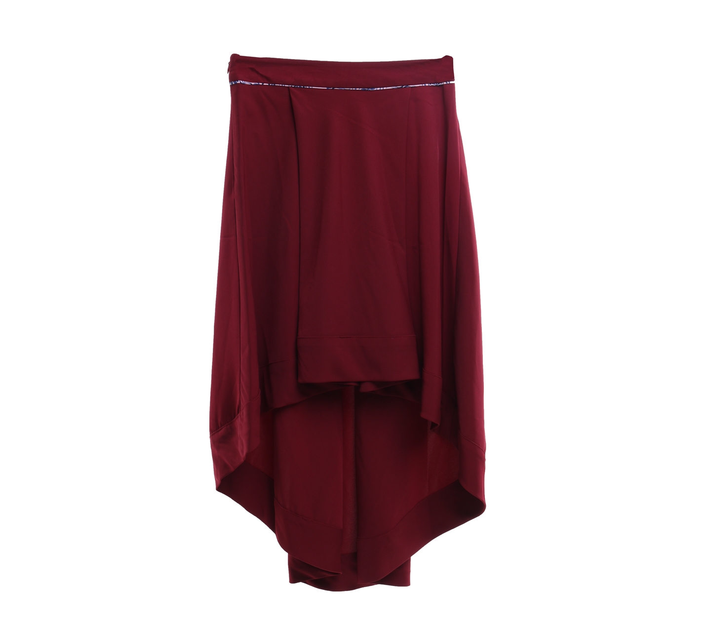 Kivee Maroon Asymmetric Midi Skirt