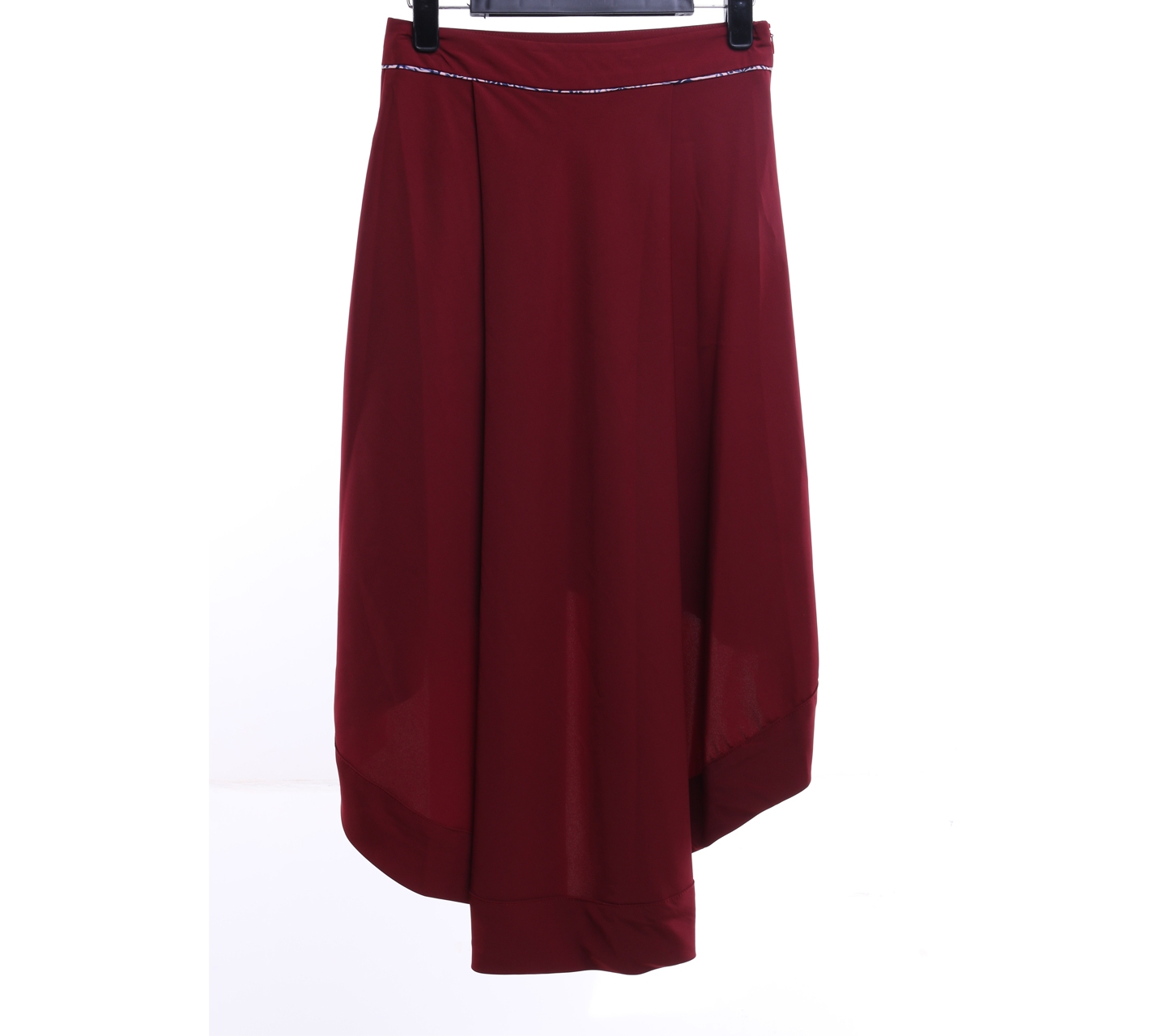 Kivee Maroon Asymmetric Midi Skirt