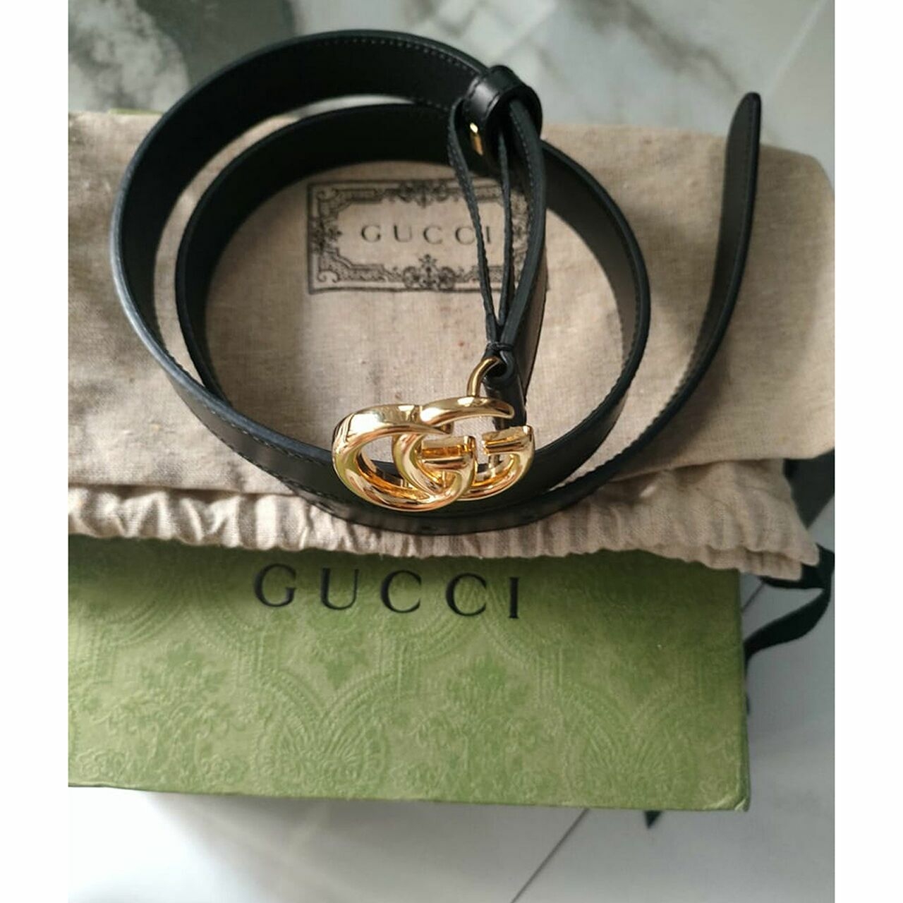 Gucci Black Leather Belt 