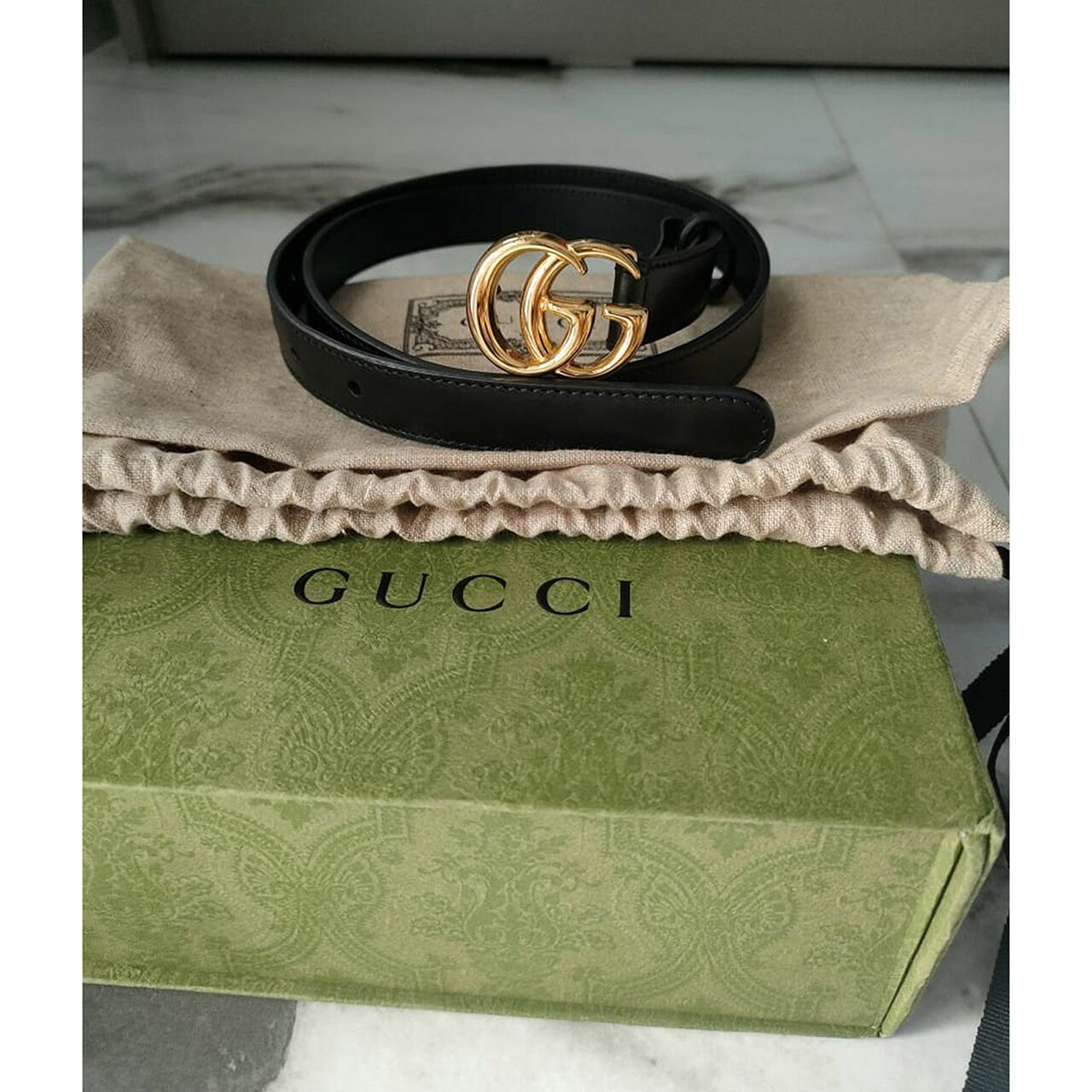 Gucci Black Leather Belt 