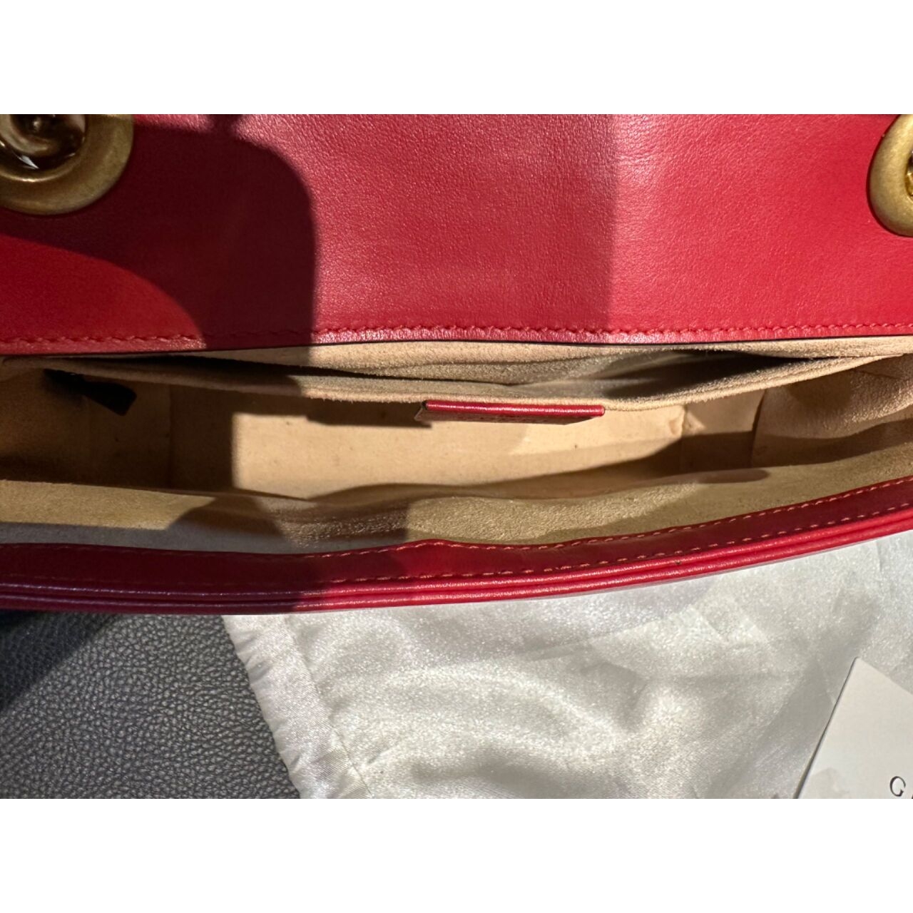 Gucci Mini Marmont Blood Red Leather GHW Shoulder Bag