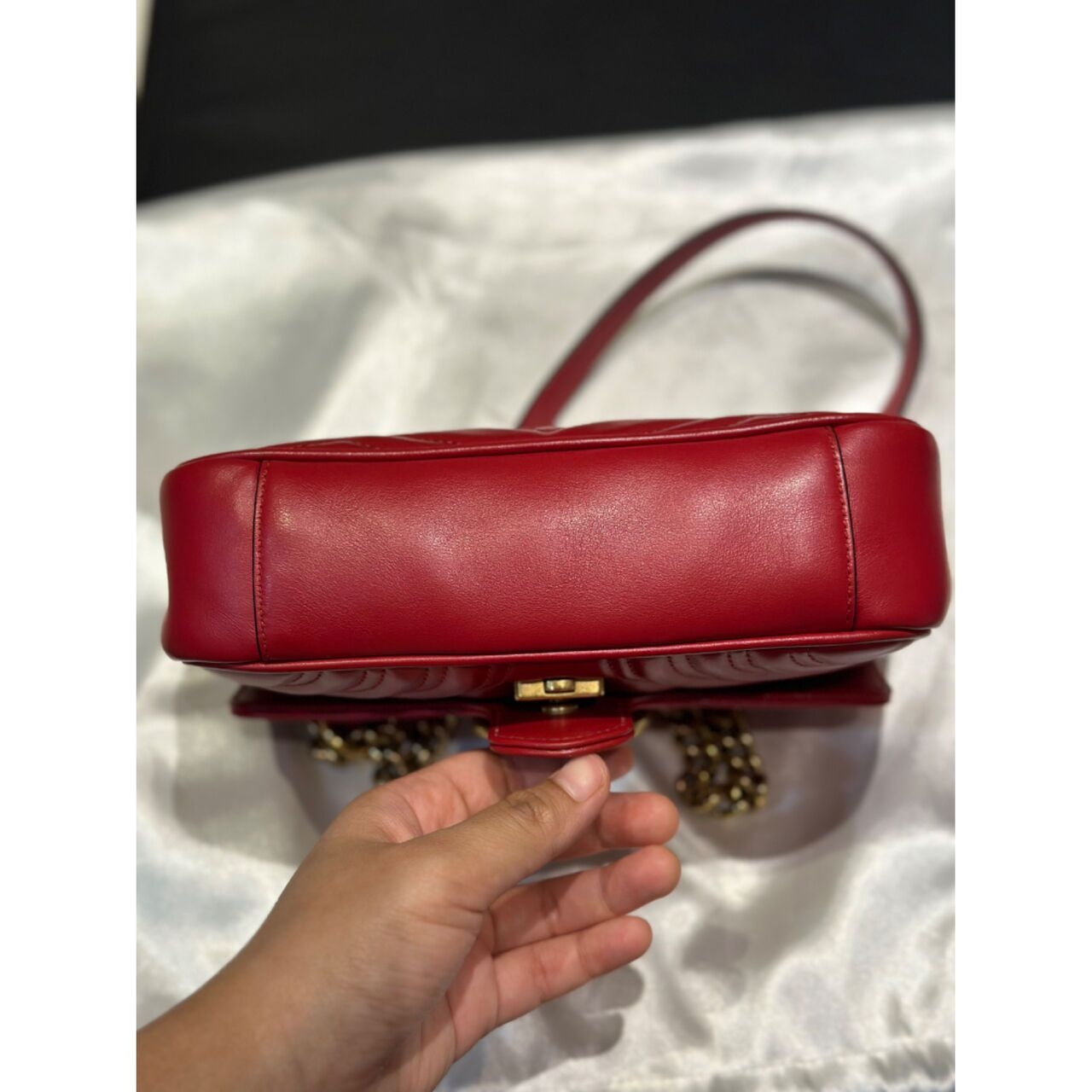 Gucci Mini Marmont Blood Red Leather GHW Shoulder Bag