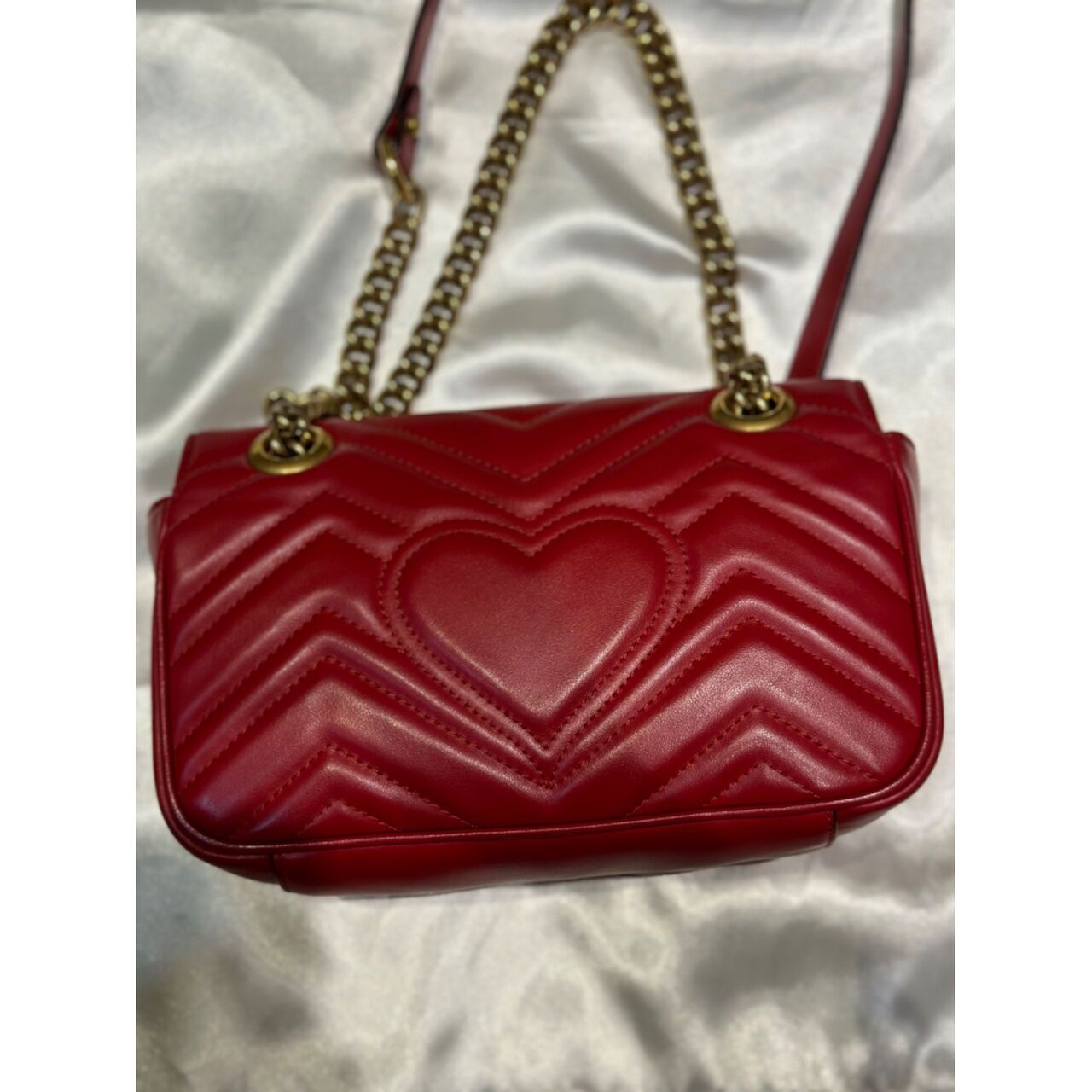 Gucci Mini Marmont Blood Red Leather GHW Shoulder Bag